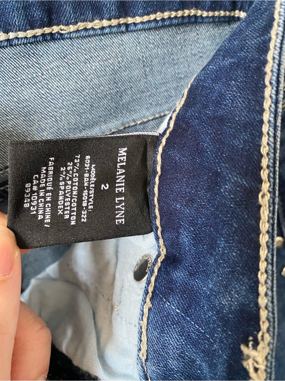 Stud-Trim High-Rise Skinny Jeans in Dark Blue - Picture 4 of 6